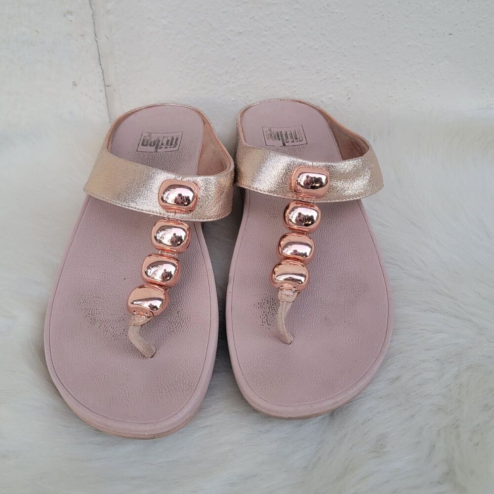 FitFlop-Rola Glitzy Metallic Sandals Wmns Sz 8 Casual Flip Flop Comfort Shoe